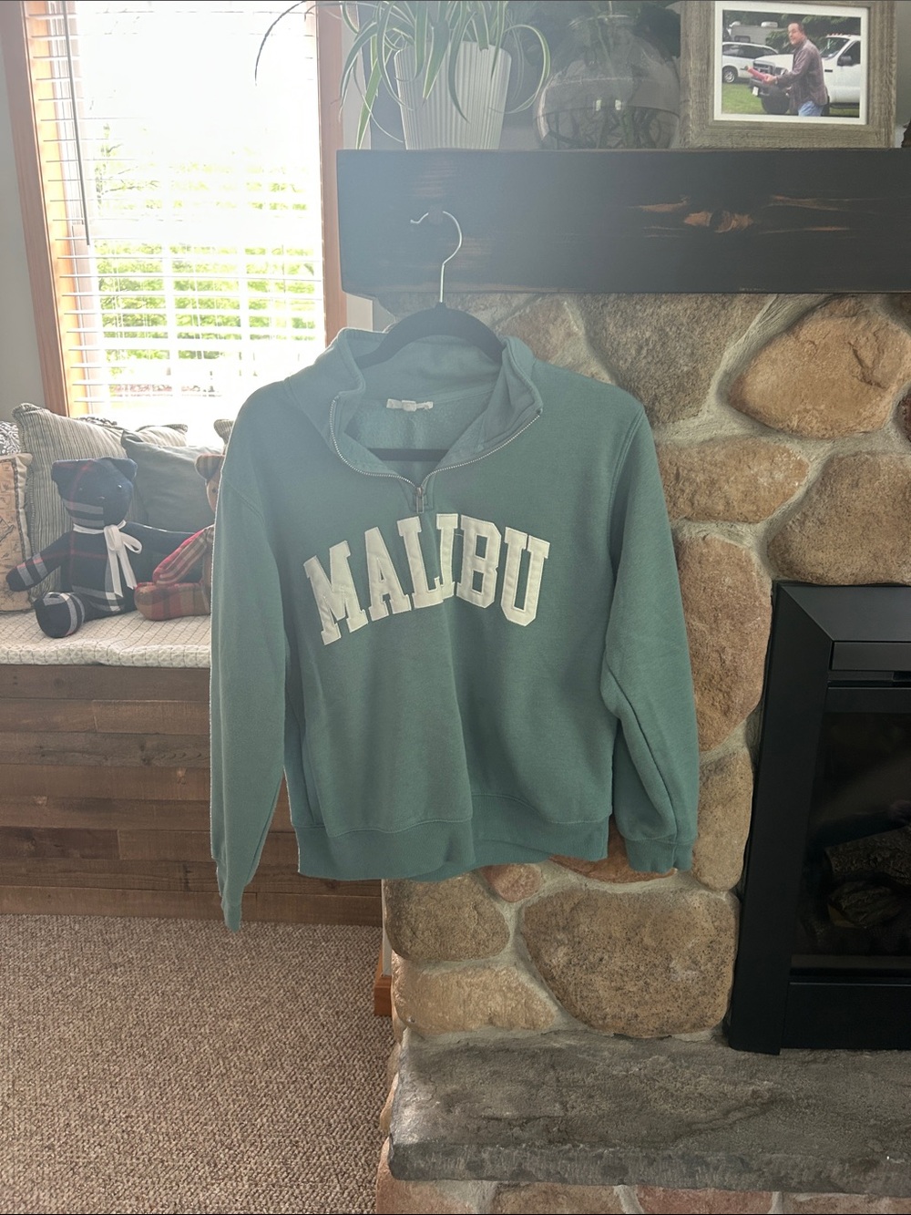 Pink Rose Teal Malibu Quarter-Zip Sweatshirt